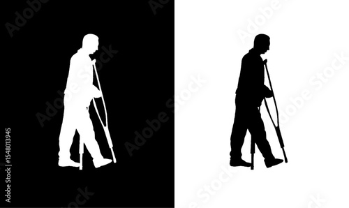 silhouette of disabled people vector illustration, man, boy, silhouette, man standing silhouette vector illustration, man silhouette set, art, boy, 