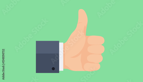 Hand giving thumbs up gesture on green background  