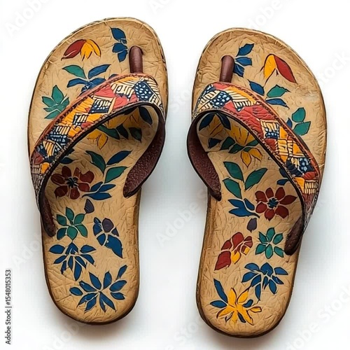 traditional indian flip-flops video isolated in a white background video