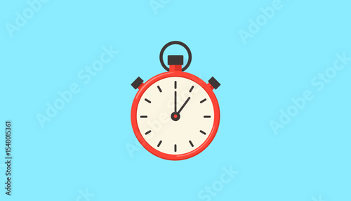 Red stopwatch on blue background displaying time  