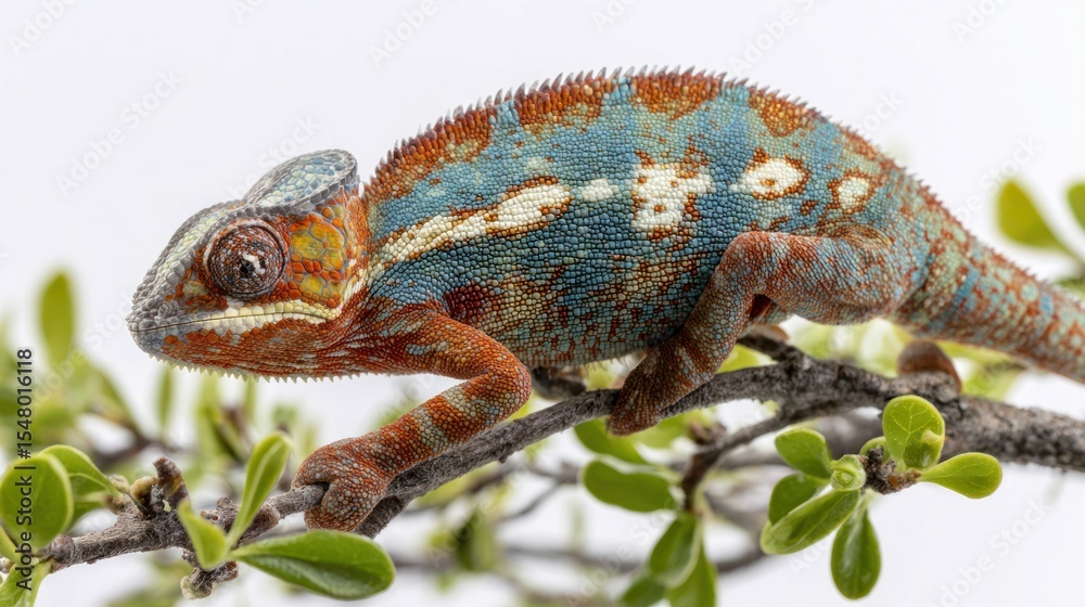 Obraz premium Close-up of a colorful chameleon on a branch