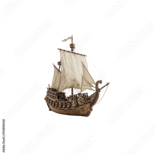 Medieval Cog Ship Model -  Detailed Wooden Sailing Vessel Replica