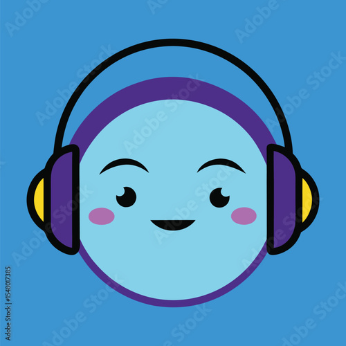 Music-Loving Emoticon Wearing Headphones