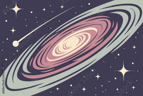Watercolor galaxy vector design stars nebula and cosmic dust
