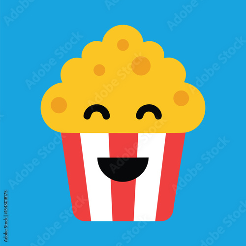 Popcorn-Loving Emoticon Watching a Movie