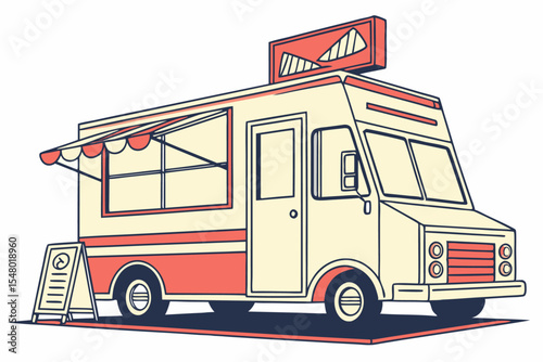 Flat style food truck vector illustration