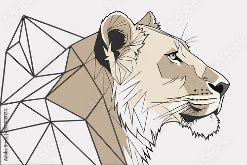 Geometric lion head angular design for banners