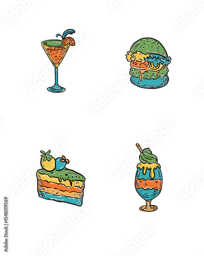 Set of food drink illustration