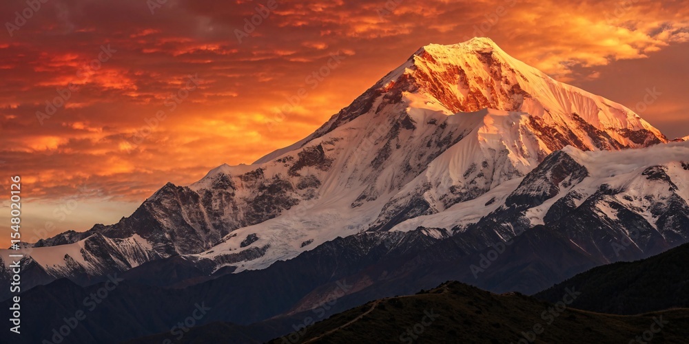 Obraz premium Ember Crown – The Summit Ablaze with Dying Light