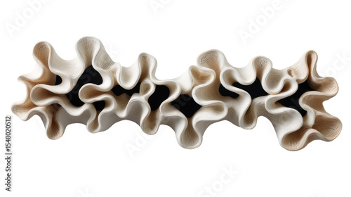 Abstract Ceramic Sculpture: A visually captivating abstract ceramic sculpture. This exquisite piece showcases an intricate design with delicate folds and textures.