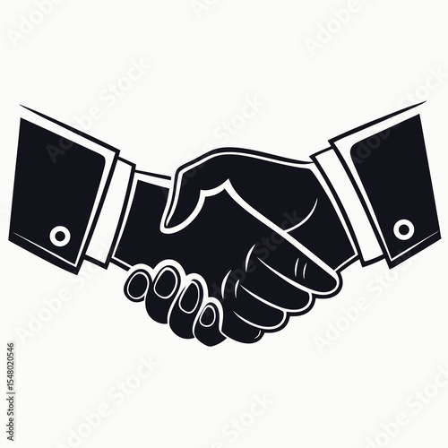 A clean, sharp silhouette of two hands clasping in a handshake, reflecting strength and mutual respect.