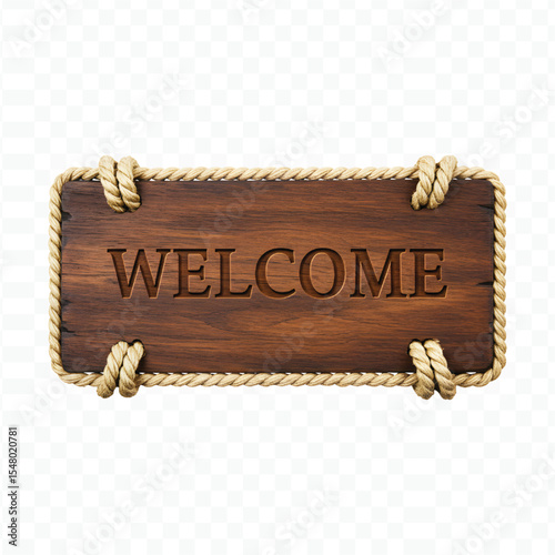wooden signboard with rope