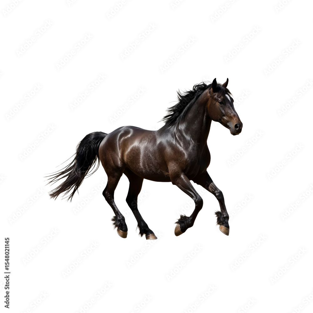 Fototapeta premium Majestic Black Horse in Motion - Isolated on Transparent Background