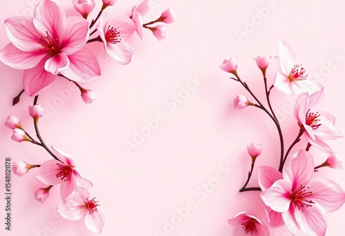 Elegant pink floral wedding invitation card template with delicate blossom design,  invitation card,  pretty