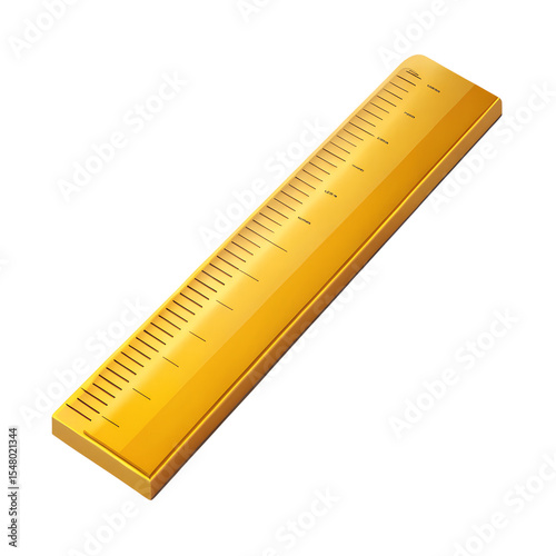 Gold ruler isolated on black background, school supplies, measurement tool, learning concept, education, geometry, design element, illustration, graphic, simple, clean,