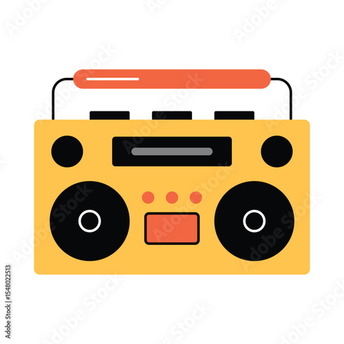 Retro Boombox Vector Illustration 80s Music Player