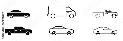 Simple set of car icons, car icon vector