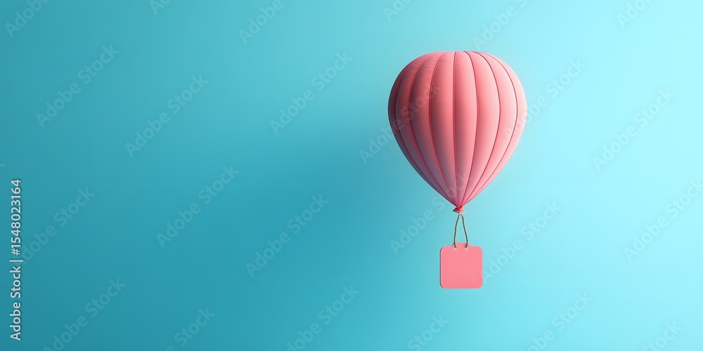 Obraz premium Pink Hot Air Balloon Against a Soothing Blue Background