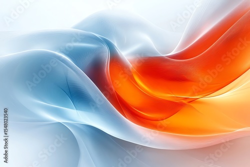 Abstract Flowing Waves of Blue and Orange Light