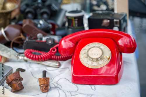 Old dialing telephone at a flea market