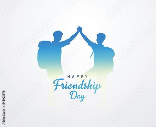 Happy Friendship Day concept vector illustration. Greeting card, back view of the friends' group. Abstract vector illustration.