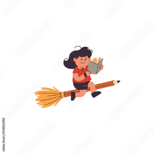 halloween witch with broom