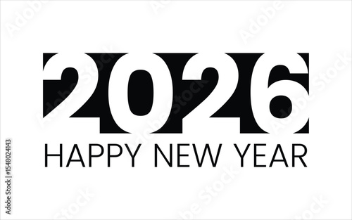 Happy new year 2026 isolated on white background