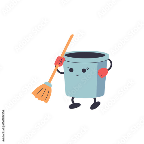 Vector bucket with broom