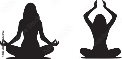 silhouette of yoga woman