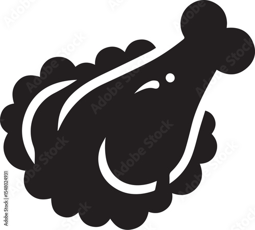 Minimal chicken roast masala icon symbol black color silhouette