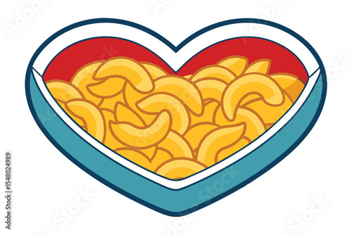 A Heart Full of Creamy Mac and Cheese Comfort Food Illustration