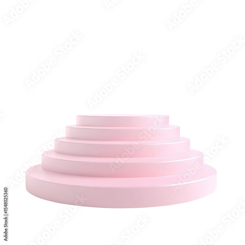 Empty pink podium for product display isolated on transparent background