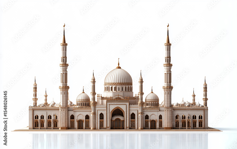 Obraz premium Symbolic representation of the Prophet Mosque in Medina as an intricate model. Generative AI.