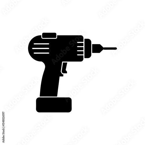 Power Drill Icon Vector with Flat and Clean Isolated Design