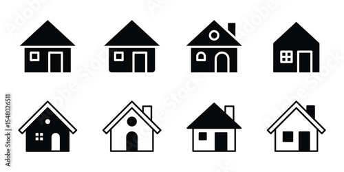 House icon set. Flat design house symbols, home icon vector, real estate house icon. Vector illustration.
