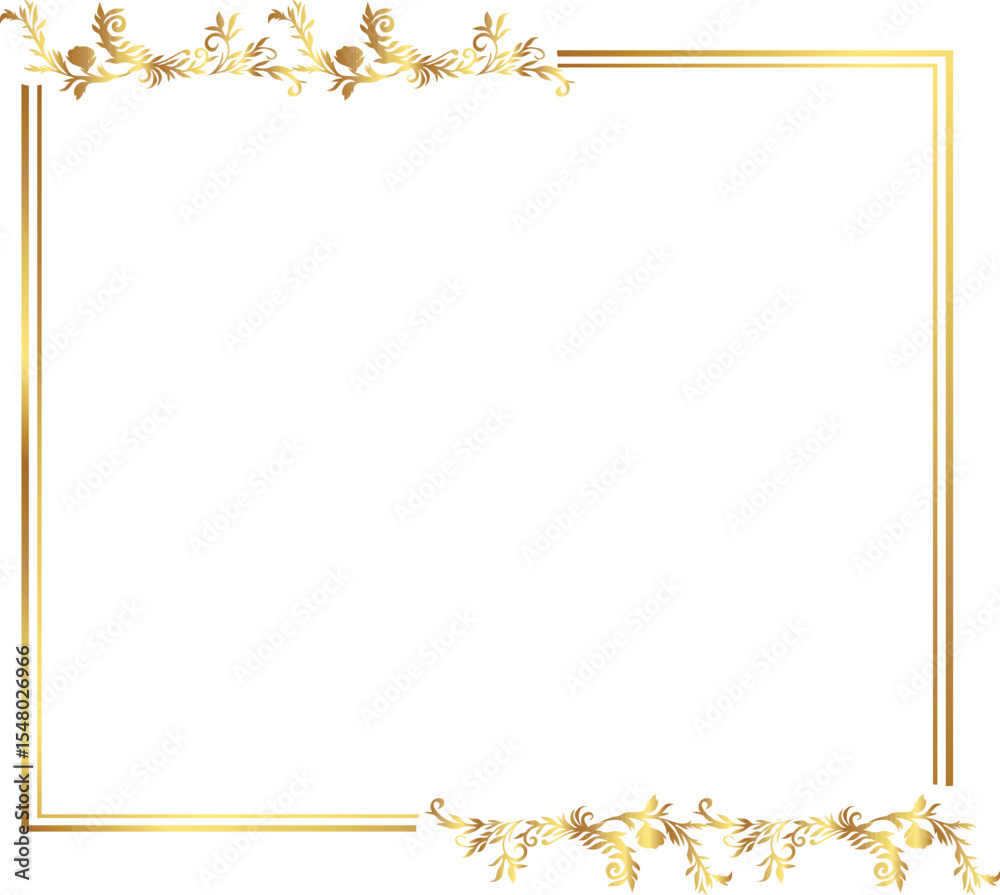 Naklejka premium frame with leaves gold border Golden Border Warm Color Frame