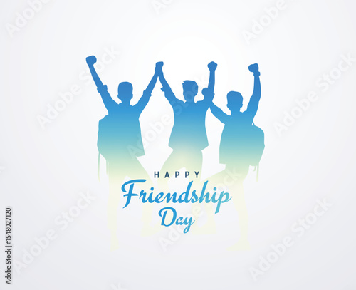 Happy Friendship Day concept vector illustration. Greeting card, back view of the friends' group. Abstract vector illustration.