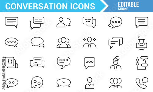Communication and Conversation Bubble Icons for Social Interaction