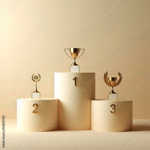 A minimalist display Winners podium