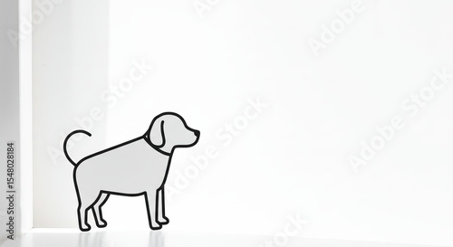 Line drawing of a dog standing on white background  