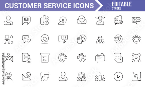 Digital Icons Representing Customer Service and Support Systems