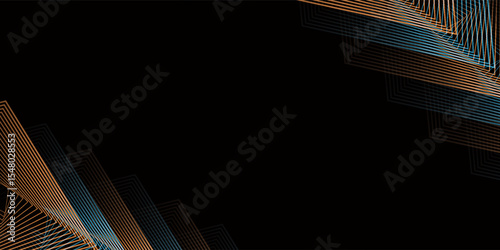 3D orange blue techno abstract background overlap layer on dark space with glowing lines decoration
