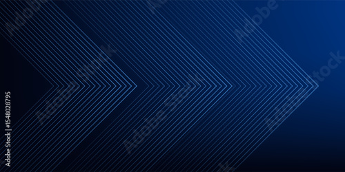 Blue abstract background with glowing arrow lines. Modern shiny blue geometric lines design. Technology futuristic concept. Horizontal banner template. Suit for cover, header, poster, banner, web