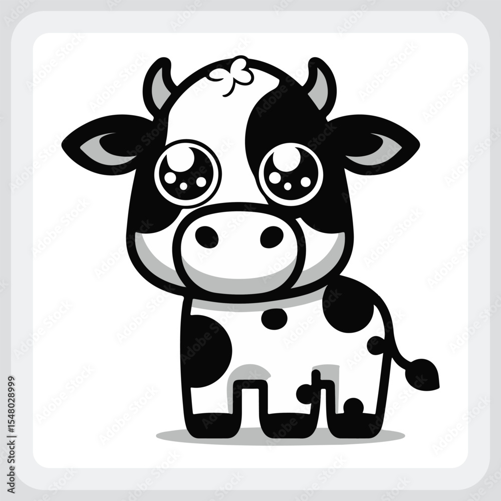 Fototapeta premium Cute Cartoon Cow Illustration