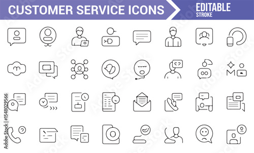 Customer Care and Service Icons Representing Help and Communication