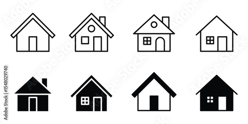 Simple house icon collection, home icon