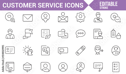 Icons for Customer Care and Service Assistance Representing Communication