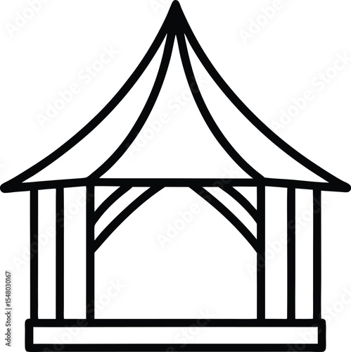 cabana icon line art vector illustration on transparent background