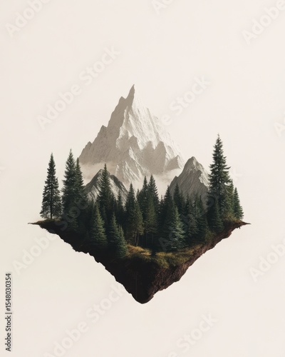 Heartbeat of the earth mountains and trees emerge from nature's pulse in a serene landscape
