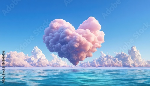 Heart-shaped cloud over ocean evoking love for earth and environment scenic view serene horizon